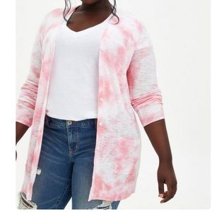 Torrid tie dye Boyfriend Cardigan sweater Button-Front  3x pink tye die